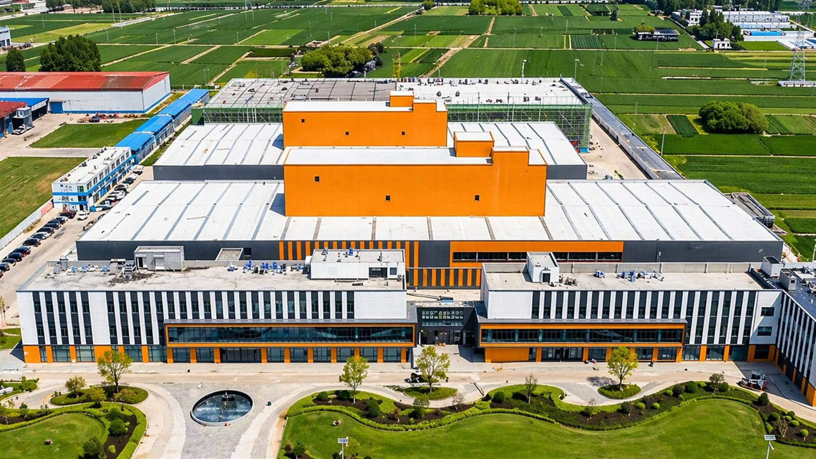 Aerial view of BUBR production facility and surrounding industrial area
